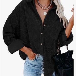Women’s Corduroy Button Down Shirt- Oversized Blouses Top from Amazon